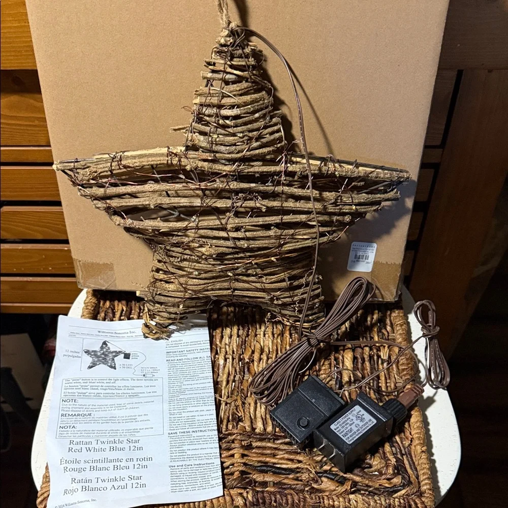 Pottery Barn Rattan Twinkle Star Red , White & Blue BNIB